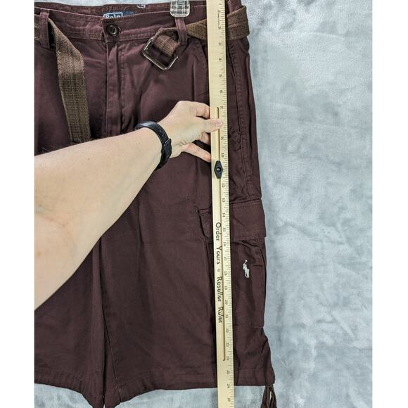 Polo Ralph Lauren Cargo Shorts Mens Maroon Red Size 36 Baggy Y2K Preppy Belt - Picture 4 of 7